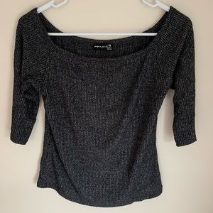 popular 21 marled off the shoulder ribbed shirt